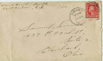 CAS envelope to Sam Loveman April 1920
